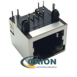 Розетка TJ2-8P8C на плату тип 2 RJ-45 с экраном, светодиод