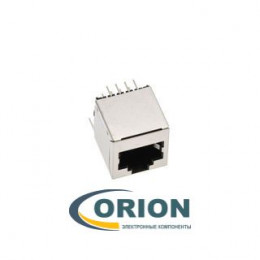 Розетка TJ2-8P8C на плату тип 5224 RJ-45 с экраном вертикальная