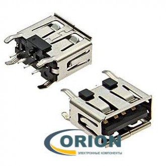 USBA-1JS Розетка на плату вертикальная укороченная 4pin (тип 1)