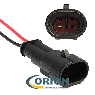 DJ7021-1.5-11 влагозащищенный с проводами 18AWG 200мм 2 pin вилка