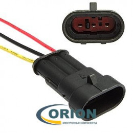 DJ7031-1.5-11 влагозащищенный с проводами 18AWG 200мм 3 pin вилка