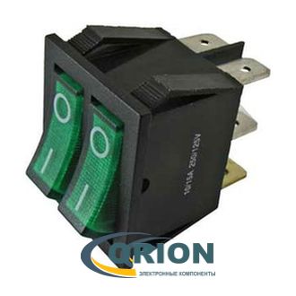 Переключатель, выключатель IRS-2101-3C 2-ON-OFF 250V 15A (зелёный)