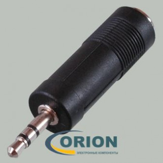 Переходник 3.5мм штекер стерео - 6.35мм гнездо стерео пластик