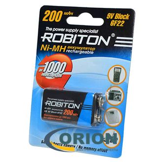 Аккумулятор 6F22/F8 (крона) 9V 200mАh NiMh ROBITON