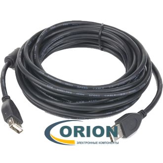 Шнур USB A штекер - USB A гнездо  4.5м (v2.0, ферритовый фильтр) GEMBIRD CCF-USB2-AMAF-15