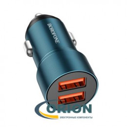 Автомобильный адаптер  5V 2400mA с 2 USB разъемами BOROFONE BZ19B